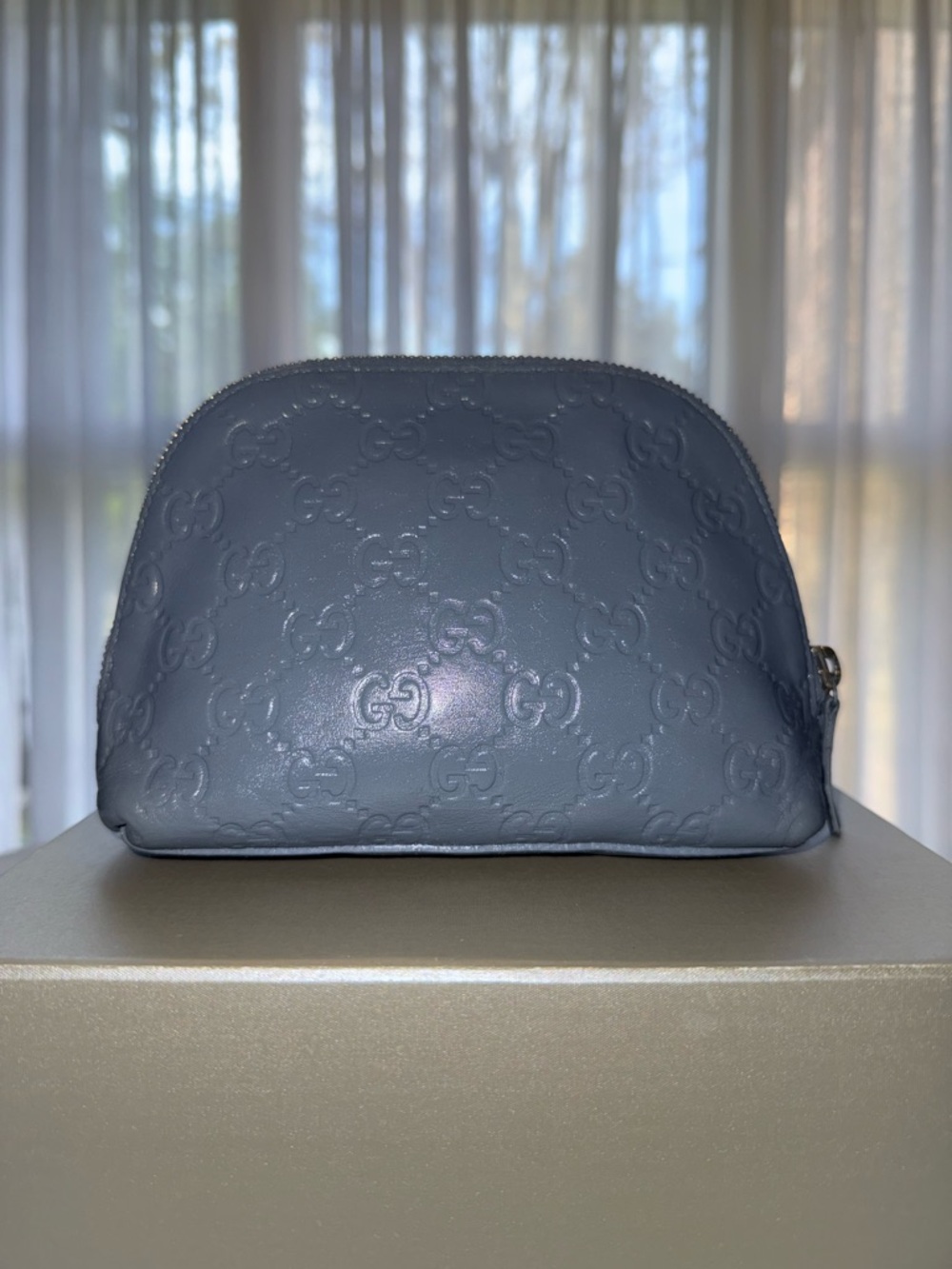 Gucci Monogram Embossed Leather Cosmetic Pouch